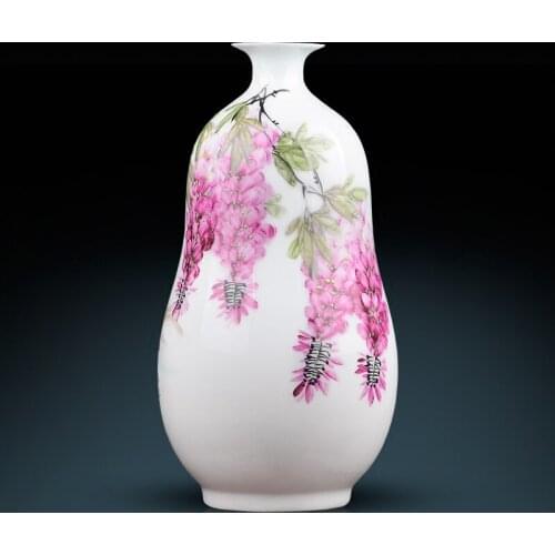 Jingdezhen Master Hand Painted Pink Gourd Vase Flower vase Gold And Jade Room Decoration vase collection porcelain ceramic vase