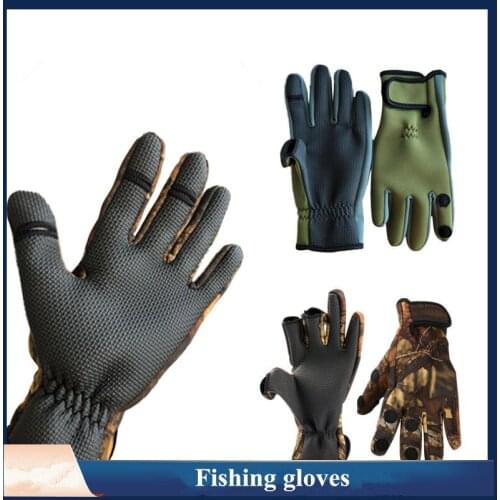 Bicycle Outdoor Sports Gloves Warm Winter Riding Gloves Full-Finger Non-Slip Fishing Gloves Can Show Three Fingers