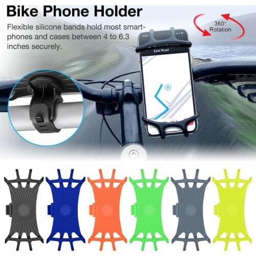 Bike Phone Holder Silicone Adjustable Anti-shock Phone Mount Bracket Bicycle Handlebar Stand Universal For 4-6.3 In Smart Phones