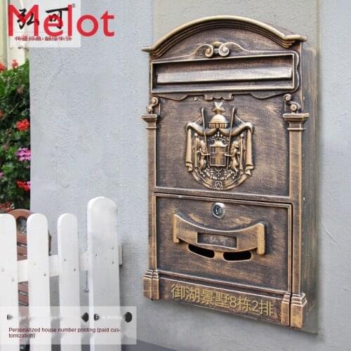 Villa letter box with lock mailbox outdoor waterproof wall posting box suggestion box creative retro mailbox postage