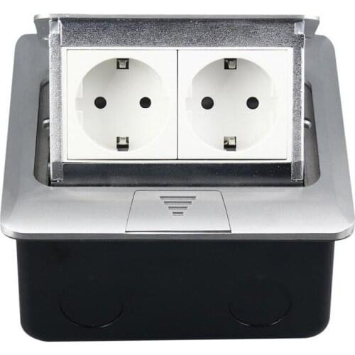 All Aluminum Panel European Standard 2 Ways EU Plug Outlets Pop Up Electrical Ground /Floor Socket Customized Available
