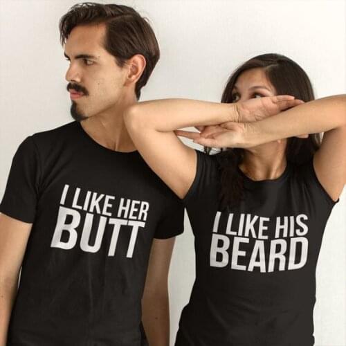 I Like Her Butt I Like His Beard Couples Shirts Cool Funny Shirts Match Couple TShirts Wedding Gift Anniversary Gift Love TShirt