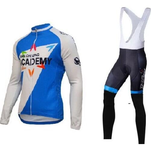 Winter Fleece Thermal 2018 Israel Cycling Academy Mens Cycling Jersey Long Sleeve Bicycle Clothing With Bib PANTS Ropa Ciclismo