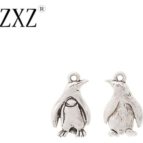 ZXZ 20pcs 3D Cute Penguin Charms Pendants Beads for Necklace Bracelet Jewelry Making Findings 20x12mm