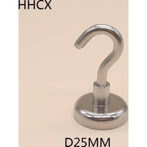 1Pcs/lot Diameter 25mm N42 NeFeB Strong Magnetic Hooks Magnetic Hook Holder D25 20KG