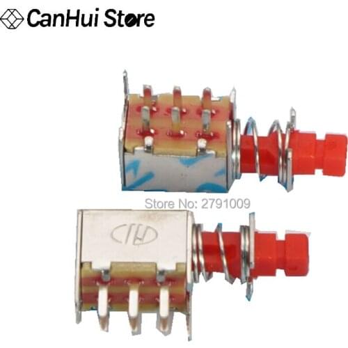 10Pcs Directly KeySwitch A03 PS-22F03 6pins Self-locking Red Straight Key Push Button Switch Power Switch with Spring Hot New