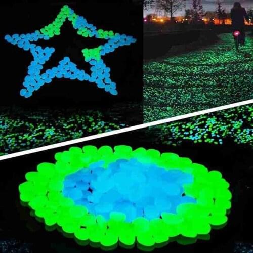 100pcs Fluorescent Glowing Stones Garden Path Patio Lawn Glowing Stones In The Garden Yard Decor Luminous Stones