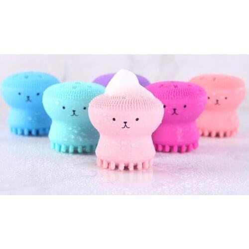 20pcs/lot Lovely Cute Octopus Shape Silicone Facial Cleaning Brush Deep Pore Cleaning Exfoliator Face Washing Skin Care