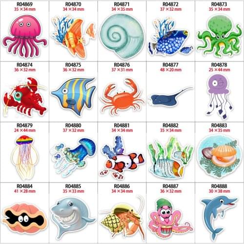 30pcs/lot Marine Organism Planar Resins for DIY Mobile Phone Case Headband Hair Bow R04869 R0487 R0488