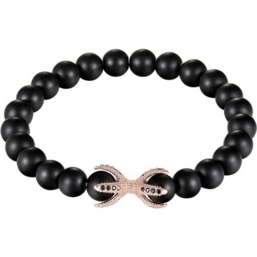 8mm ball gold silver copper cz zircon cubic zirconia beads bohemian Yoga Bracelet agate Onyx Stone Bangles 3g34