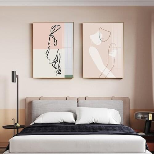 Abstract Minimalist girls Canvas Painting Poster and Print modern Wall Art pink Picture For Living Room Bedroom Aisle home decor