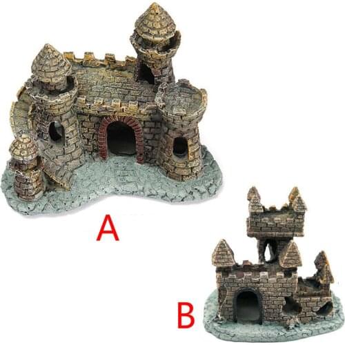 Aquarium Resin Crafts Ornament fish tank landscape decoration simulation resin reptile box antique real small castle