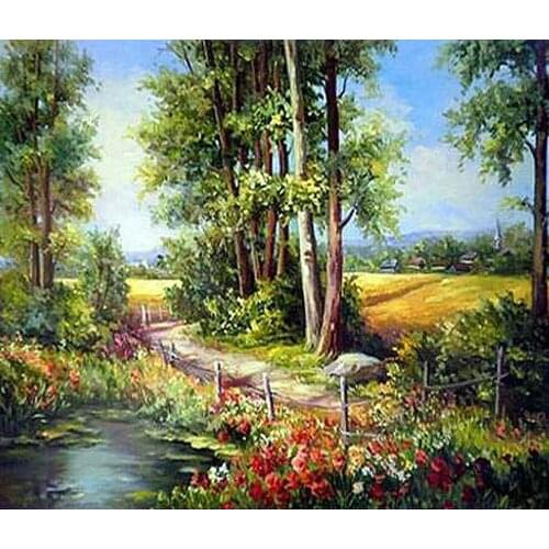 MM 14/16/18/28 CROSS STITCH Full Round Drill 5D DIY Diamond Painting " L5373 Scenic Tree " 3D Embroidery Cross Stitch Home Decor