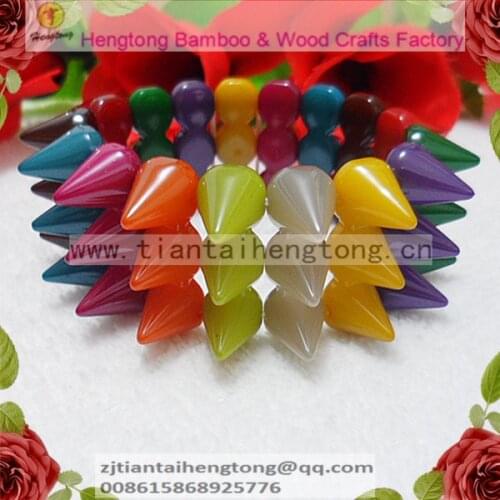 Free ship 2pcs/lot three row colorful Punk Style Spike Rivet Bracelet, Fashion Stretch Adjustable acylic bangle,rivet bracelet