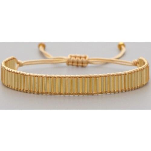 Bohemian Ethnic Style Golden TOHO Beaded Tube Bead Small Bracelet Female Beaded Handmade Jewelry Wholesale Women Jewelry