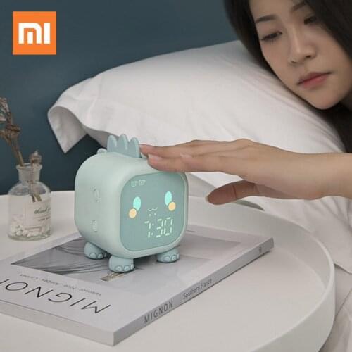 Xiaomi Led Cartoon Alarm Clock Voice Control Timed Night Light Kids Sleep Training Desktop Alarm Clock With Temperature Display