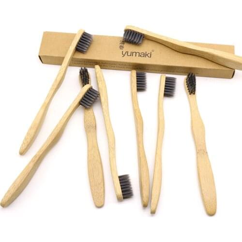 DR.PERFECT 300 Piece Child Bamboo Toothbrush Wholesale Environment Eco friendly Wooden Bamboo Toothbrush Oral Care Black Head