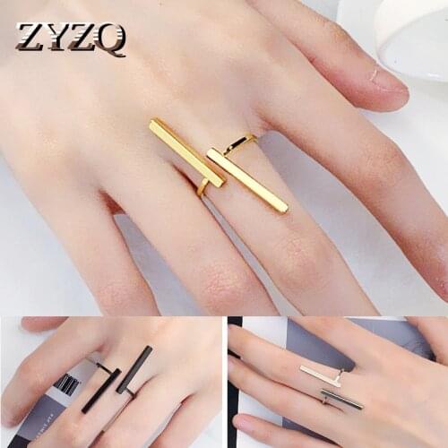 ZYZQ Personality Simple Geometric Rings For Women Trendy Daily Accessories Jewelry Open Finger Rings Three Color Available