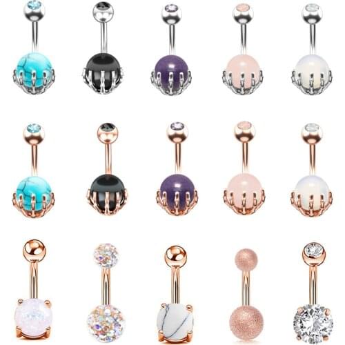 1PC Surgical Steel Skull Hand Belly Piercing Navel Rings Claw Crystal Opal Zircon Barbell Belly Button Ring 14G Sexy Piercings