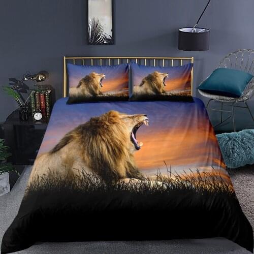 Animal Lion Bedding Set Wolf Scenery Cool 3D Print Comforter Luxury Queen King Single Duvet Cover Set Home Textile Decor Modern