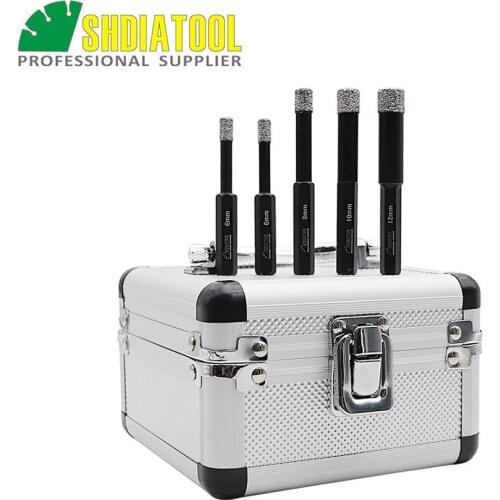 SHDIATOOL 5pcs/box Dry Drilling Bits Hex Shank Vacuum Brazed Diamond Drill Core Bits Ceramic Tile Granite Hole Saw