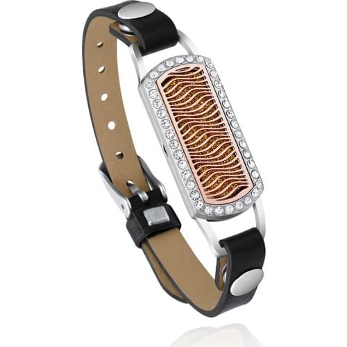 Square Aromatherapy Bracelet Black Leather Essential Oil Diffuser Locket Bracelets Stainless Steel Aroma Perfume Bracelets