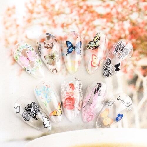 LISM 4*100cm Holographic Nail Art Transfer Foil Sticker Starry AB Paper Wraps Adhesive Decals Nails Decoration Accessories