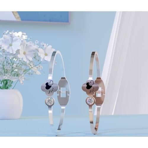 CallanCity Trendy Bracelet Sophisticated Cuff Bangle Stylish Stainless Steel Wrstband Birthday Gift For Women