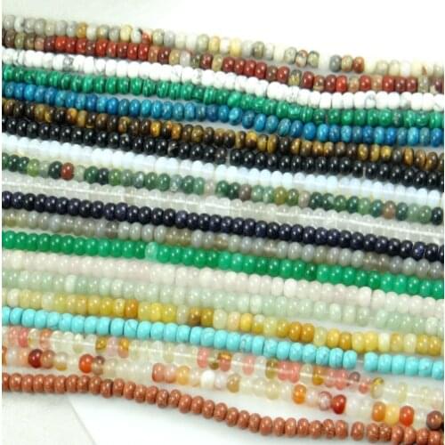 Wholesale Natural Mix stone 5*8mm Round loose GEM beadsJewelry Making strand 15" L34
