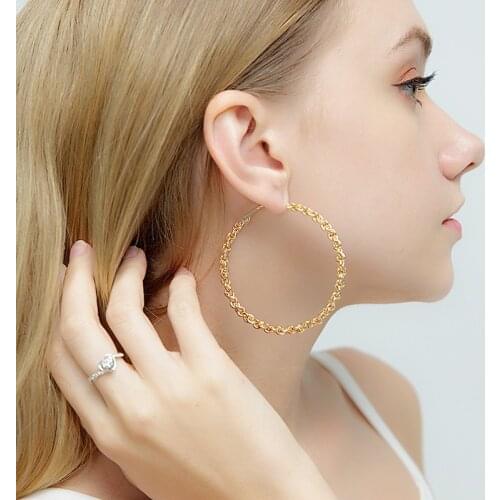 2021 New Fashion Accessories, Creative Simple Style Circle Metal Chain Earrings, Exaggerated Circle Ring Women In Europe