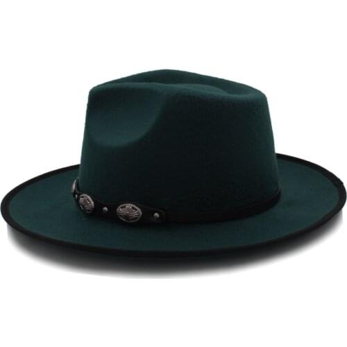 Winter Autumn Fedora Hat For Women Men With Wide Brim Fascina Jazz Hat Gentleman Sombrero Godfather Dad Hat Punk Belt Size 58CM