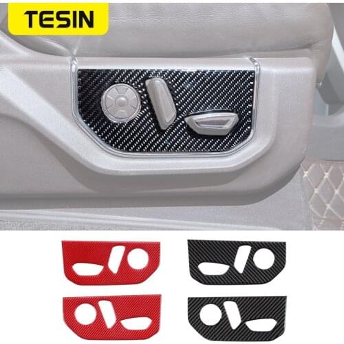 TESIN Car Electric Seat Adjustment Panel Decoration Cover Stickers for Ford F150 2015-2020 Car Interior Accessories