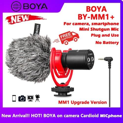 BOYA BY-MM1 Shotgun Video Microphone Universal Recording Mic for DSLR Camera iPhone Android Smartphones Mac Tablet windsheld