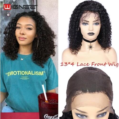 Wignee 13x4 Lace Front Curly Human Hair Wigs With Baby Hair For Black Women Brazilian Remy Hair 150% High Density Lace Human Wig