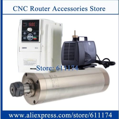 Top quality RH80*2.2/20 24000rpm water cooled spindle motor 2.2kw AC220V + SUNFAR VFD 2.2kw frequency Inverter + 85w Water pump