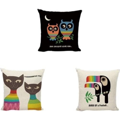 Candy Color Geometric Cushion Covers Dachshund Printed Pillow Case Cartoon Peacock Seat Home Decorative Car Trip Square 43cm