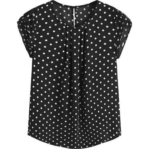 Womens Dot Print Cotton T-shirt Summer Casual Korean Tops Hot Fashion Summer Casaul Women Short Sleeves Top Tee Shirts #T1Q