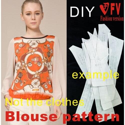 Ladies' Round Neck Lantern Sleeve Elastic Hem Casual Shirt Pattern 1:1 Garment Cutting Structure Drawing BCY-22