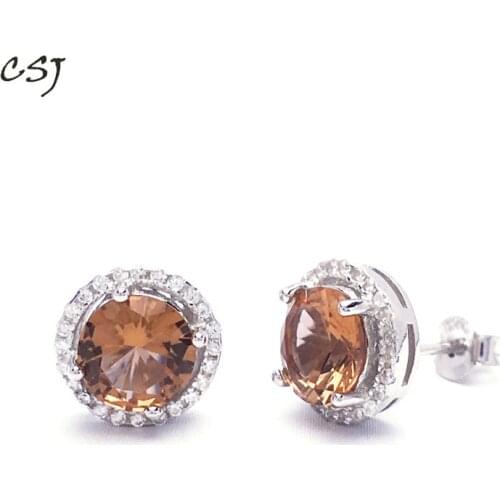 CSJ Diaspore Zultanite Stud Earrings 925 Sterling Silver Fine Jewelry Women Femm Lady Wedding Engagment Party