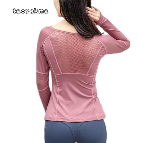 2020 New Blue Black Rose Sports Tops Gym Women Fitness T Shirt Woman Long Sleeve Yoga Top Mesh Womens Gym Tops Sport Wear Women