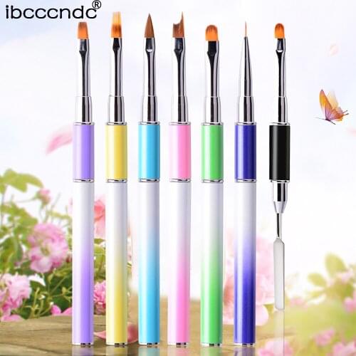 1 Piece Black Dual Head Nail Extension Bursh Tools for Poly Nail Gel Quick Buider Gel Stainless Steel Nails Art Tool