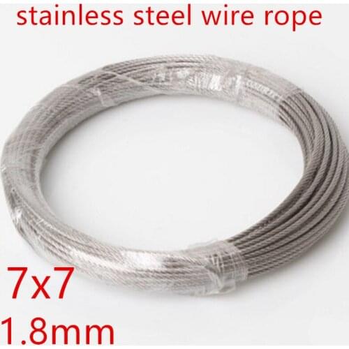 10m/lot 1.8mm High Stainless Steel Wire Rope Tensile Diameter 7X7 Structure Cable Gray