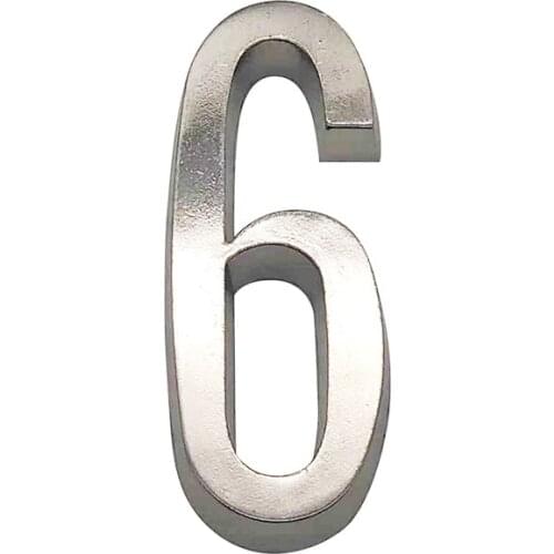 101mm Floating Modern House Number Satin Nickel Door Home Address Numbers for House Digital Outdoor Sign Plates 4 Inch. #6