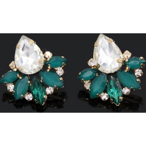 1PRS Crystal Earrings High Quality Korean Style Shiny Rhinestone Crystal Stud Earrings for Women Jewelry Brinco Bijoux