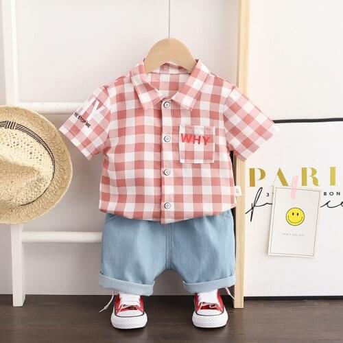 2021 Summer Baby Boy Clothes Plaid T-Shirt+Shorts Dinosaur Kids Clothes Sets Toddler Boy Suit Children Clothing For 1-5 Year Old