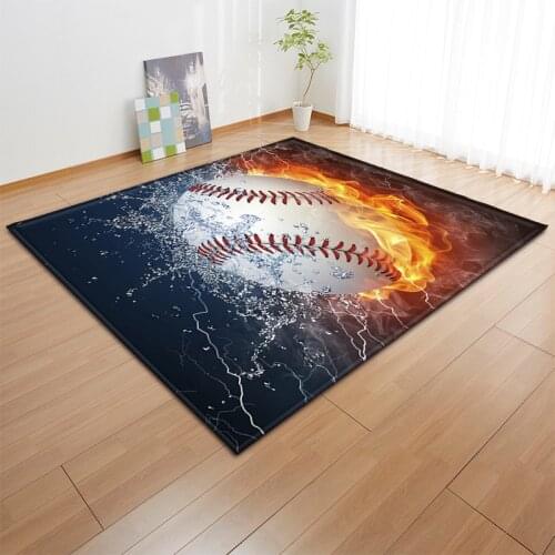 3D Baseball Living Room Carpets Kids Boys Bedroom Decoration Rug Mats Anti-slip Soft Flannel Bedside Area Rug Parlor Carpet