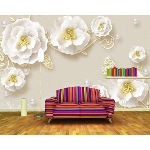 3D embossed jewel flower modern European wallpaper mural papel de pared,living room TV sofa wall bedroom wall papers home decor