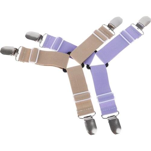 4pcs Bed Sheet Clip Grippers Suspender Cord Hook Loop Clasps Adjustabl Elastic Mattress Cover Non-slip Clip Straps Clothes Pegs