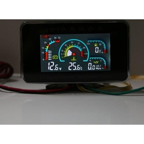 4 In 1 LCD Car Digital ALARM Gauge Pressure Voltmeter Volt Water Temperature Oil Pressure Fuel Gauge Temperature Sensor