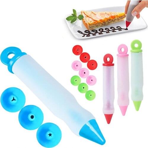 5Pcs/Set Cake Mold Cream Silicone Pastry Nozzle Food Writing Pen Decorating Tool